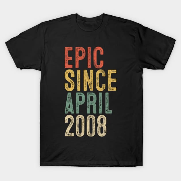 Fun Epic Since April 2008 12th Birthday Gift 12 Year Old T-Shirt by rhondamoller87